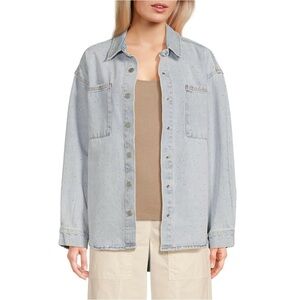 Habitual Embellished Light Blue Denim Shirt Jacket aka Shacket NWT Size M